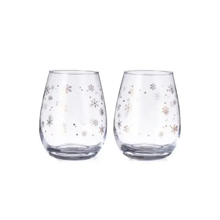 SET de 2 VASOS KATNIS de cristal con copos de nieve de cristal de 500ml