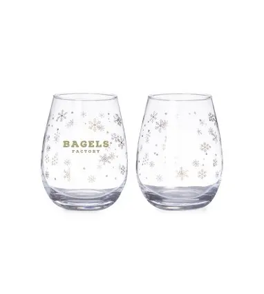 SET de 2 VASOS KATNIS de cristal con copos de nieve de cristal de 500ml