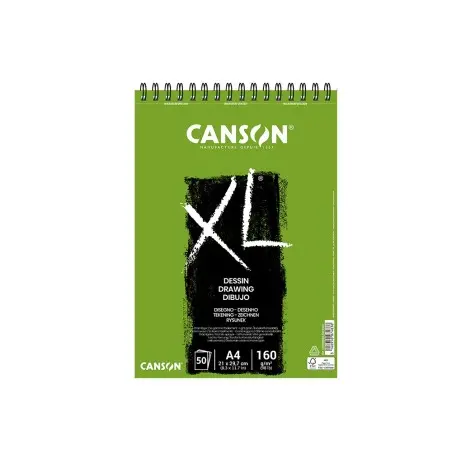 Bloc dibujo canson xl dessin din a4 liso microperforado espiral 21x29,7 cm 50 hojas 160 gr.