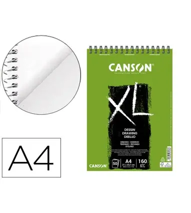 Bloc dibujo canson xl dessin din a4 liso microperforado espiral 21x29,7 cm 50 hojas 160 gr.
