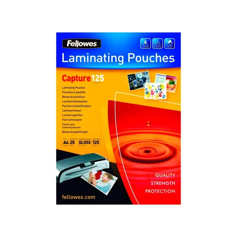 Bolsa de plastificar fellowes brillo din a4 125 mc pack de 25 unidades