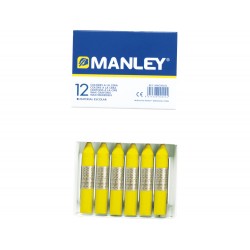 Lapices cera manley unicolor amarillo limon n.2 caja de 12 unidades.