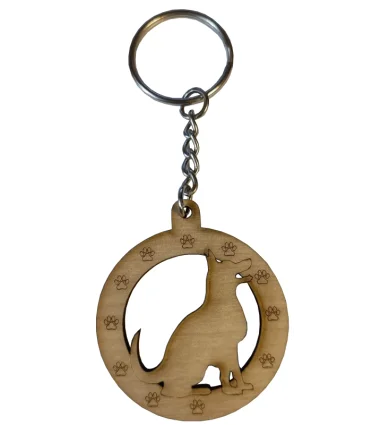 Llavero de Madera con huellas y forma de Perro
