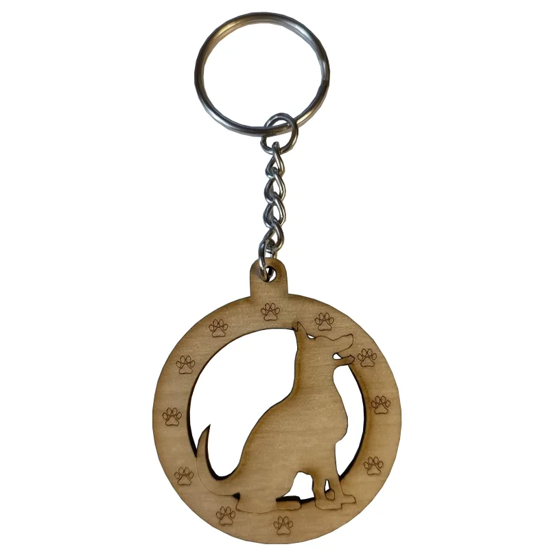 Llavero de Madera con huellas y forma de Perro
