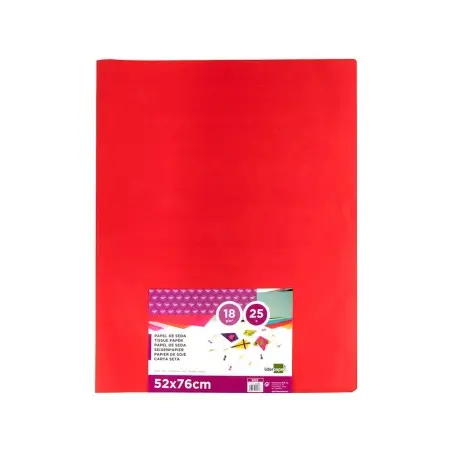 Papel seda liderpapel rojo 52x76 cm 18 gr -paquete de 25 hojas
