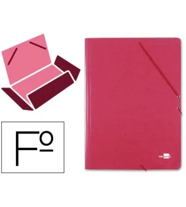 Carpeta liderpapel gomas folio 3 solapas carton prespan roja