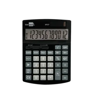Calculadora liderpapel sobremesa xf27 12 digitos tasas solar y pilas color negro 155x115x25 mm