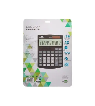 Calculadora liderpapel sobremesa xf27 12 digitos tasas solar y pilas color negro 155x115x25 mm