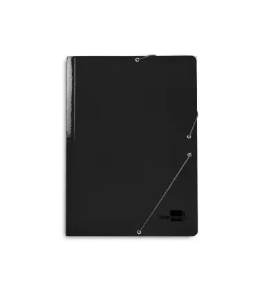 Carpeta liderpapel gomas folio 3 solapas carton plastificado color negro