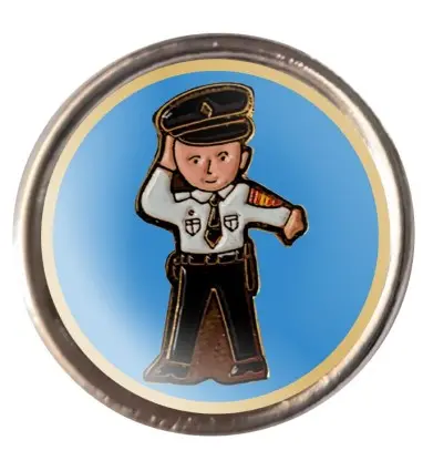 Pin Muñeco Policía fondo azul