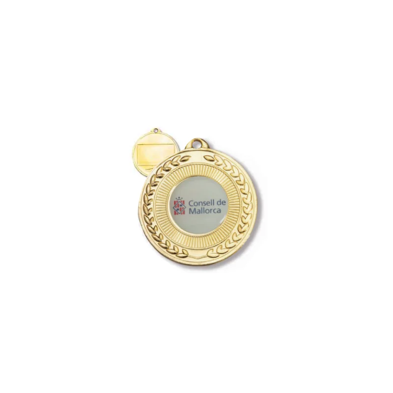 MEDALLA 4020 de 5 cm de diámetro de Oro, Plata o Bronce con trasera con rectangulo