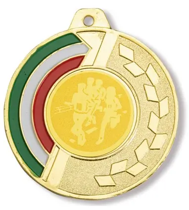 MEDALLA de 5 cm de diámetro de Oro, Plata o Bronce con trasera lisa y colores de Italia (verde, Blanco y Rojo)