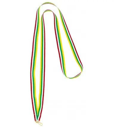 Cinta para Medalla Extremadura (Verde, Blanco y Negro) de 1 cm de ancho y 80 cm de largo con enganche Metálico