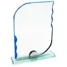 Trofeo Metopa Cristal borde azul en caja Negra