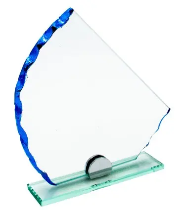 Trofeo Metopa 4408 Cristal borde azul en caja Negra