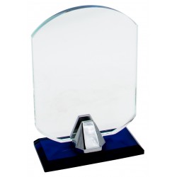 Trofeo Metopa de Cristal base azul en caja Regalo