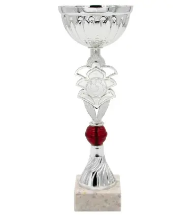 Trofeo Económico 4140 Color Plateado y Rojo para poner disco de medallas