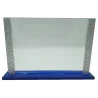 Placa Trofeo Metopa de Cristal Rectangular con base Azul
