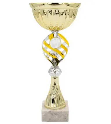 Trofeo Económico 4142 Color Plateado y Dorado para poner disco de medallas